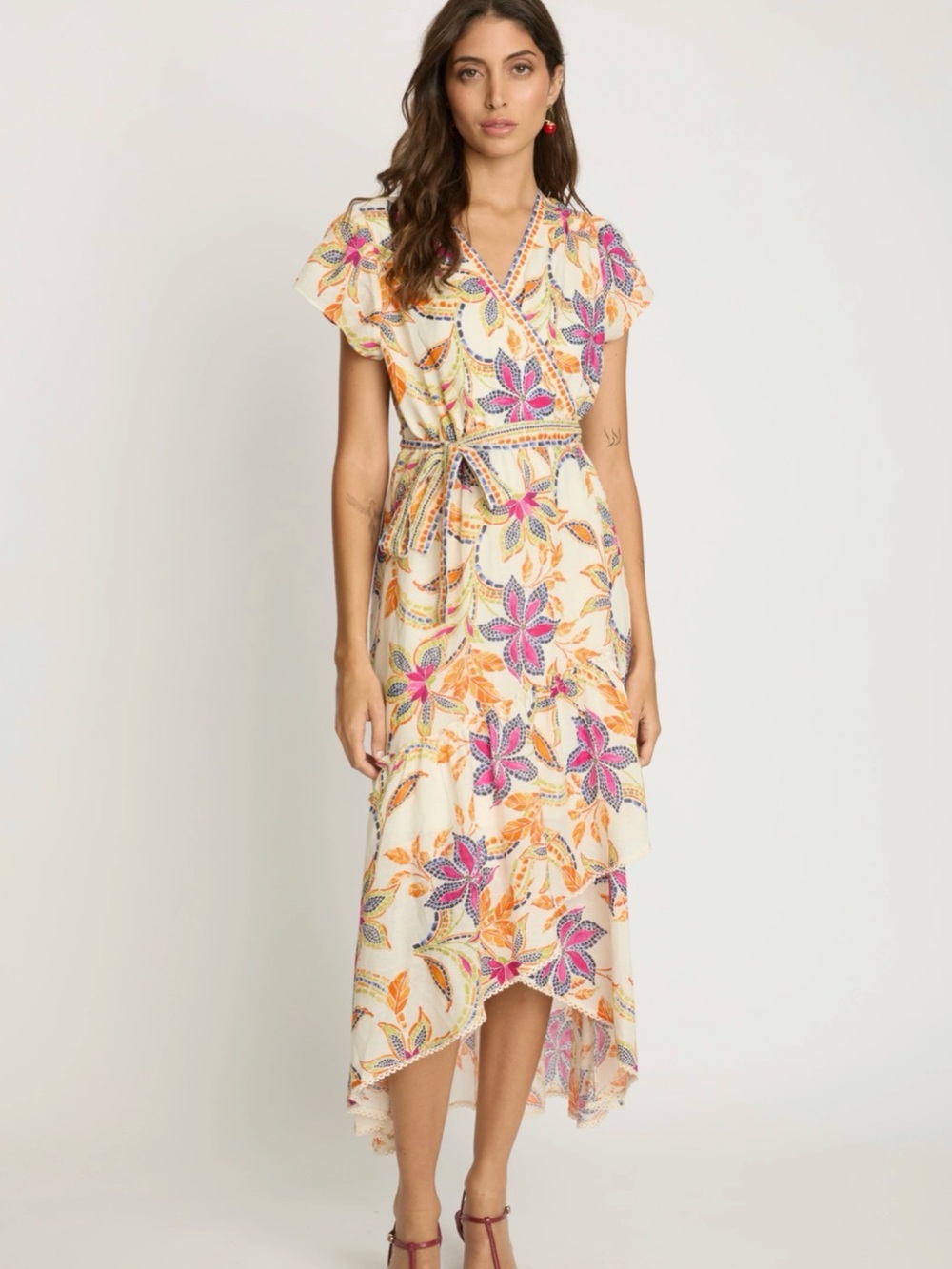 NWT Caballero Catalina Floral Wrap Midi Dress - Medium - $328